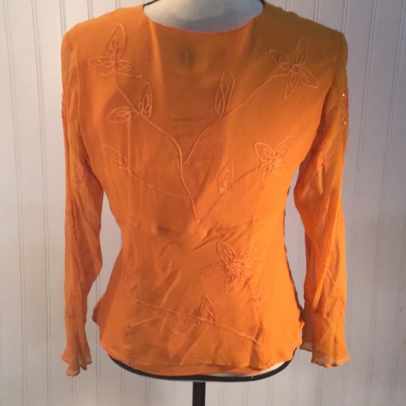 Anne Carson Orange Blouse Size M - Picture 3 of 5